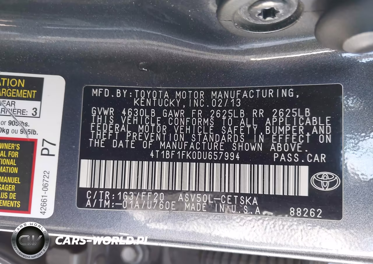 2013 Toyota Camry Se VIN:4T1BF1FK0DU657994 - 9