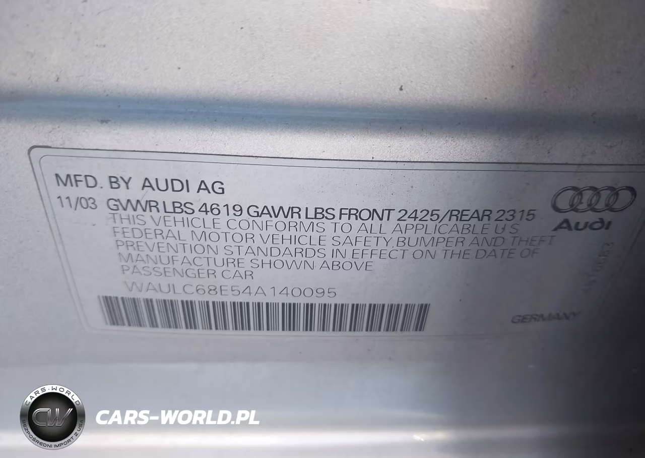 2004 Audi A4 1.8T VIN:WAULC68E54A140095 - 9