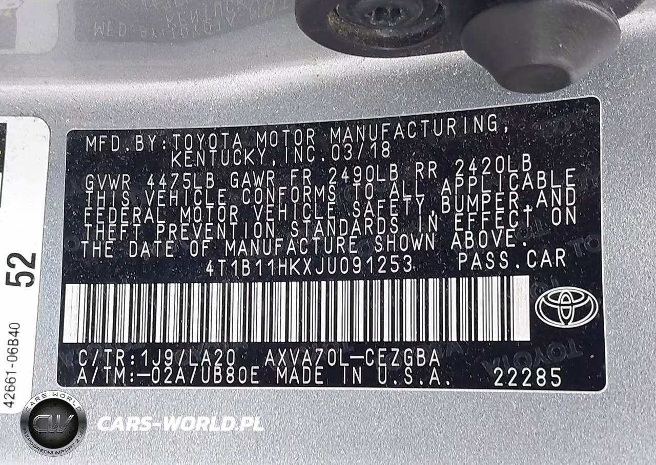 2018 Toyota Camry Xle VIN:4T1B11HKXJU091253 - 9