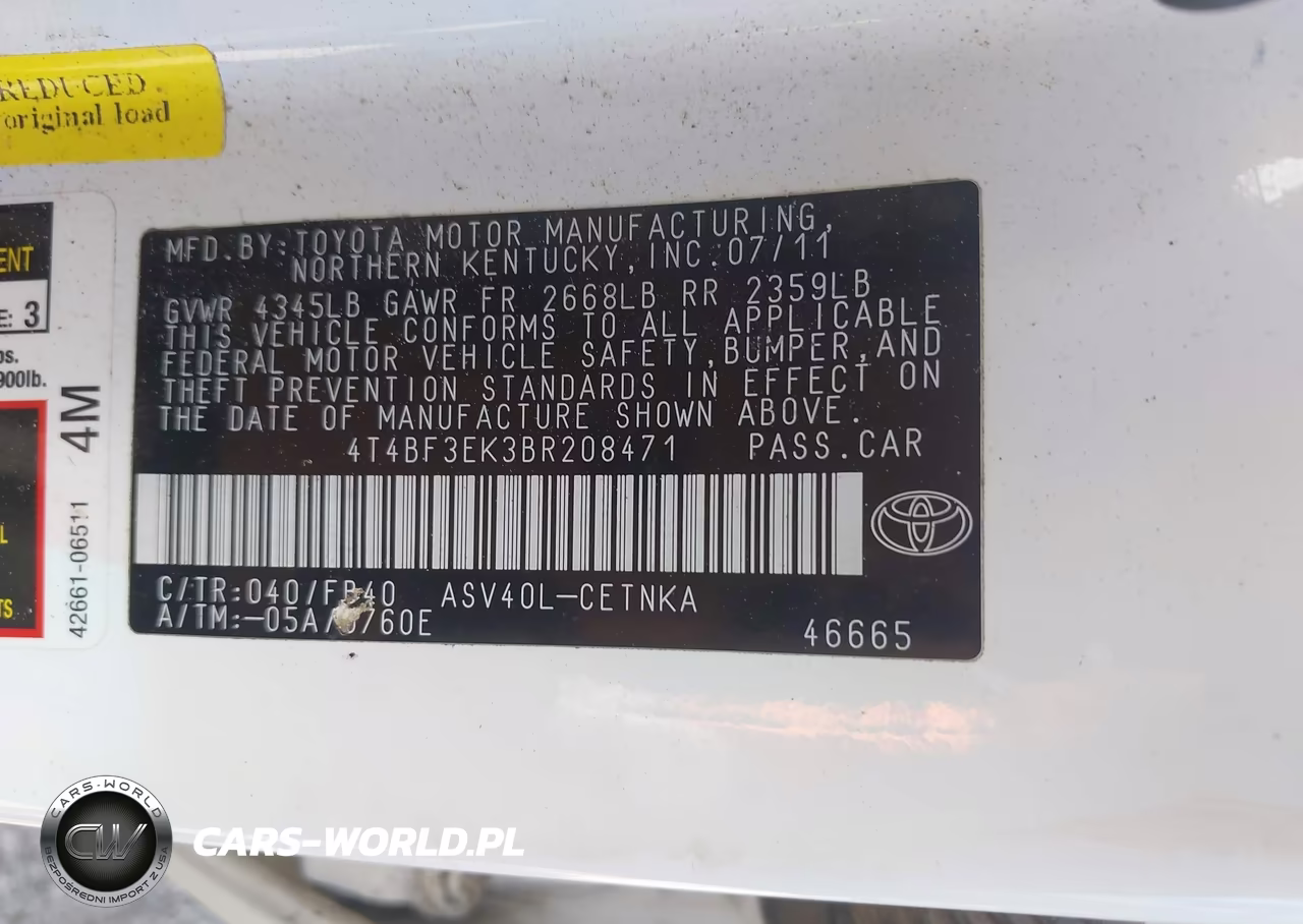 2011 Toyota Camry Base VIN:4T4BF3EK3BR208471 - 9