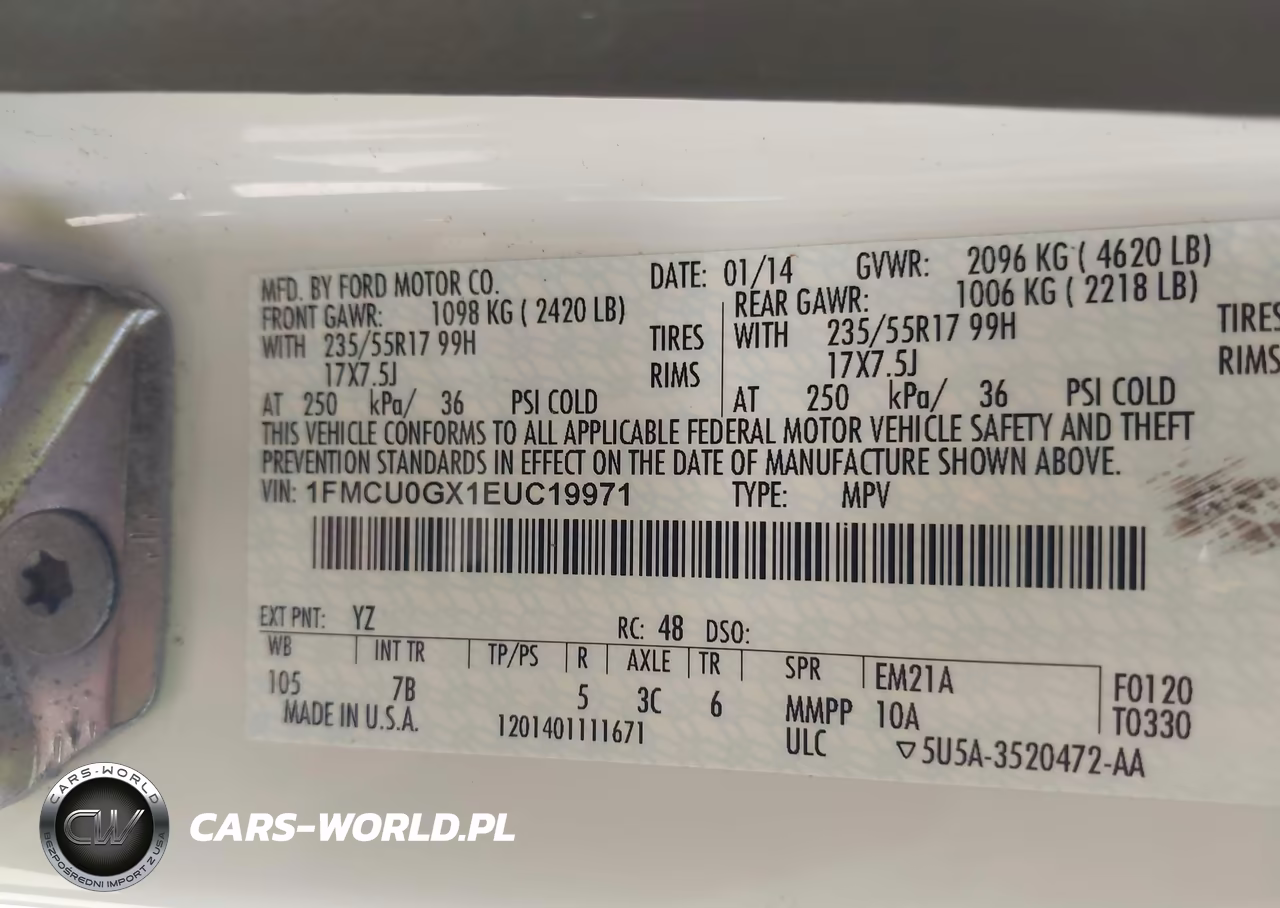 2014 Ford Escape Se VIN:1FMCU0GX1EUC19971 - 9