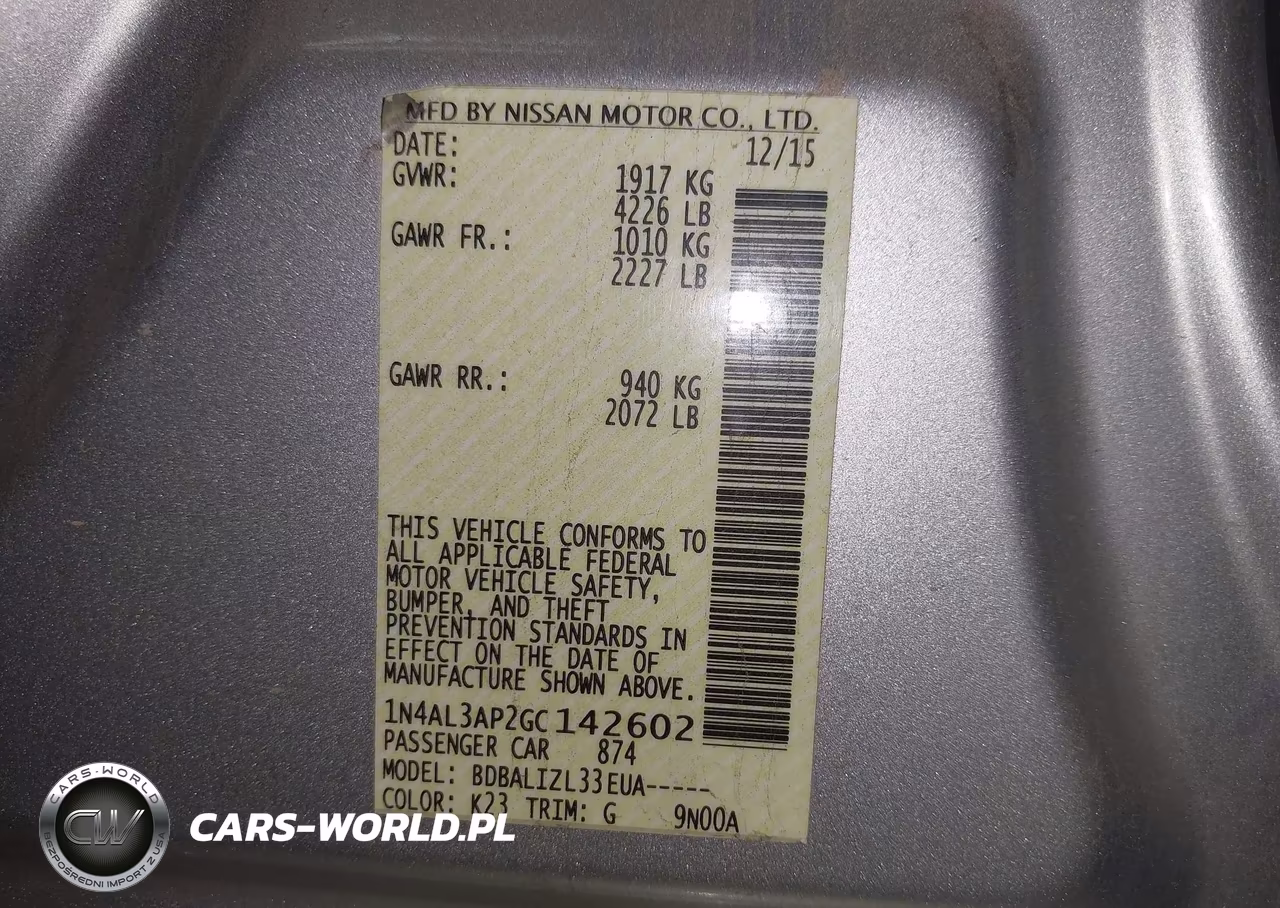 2016 Nissan Altima 2.5 Sv VIN:1N4AL3AP2GC142602 - 9