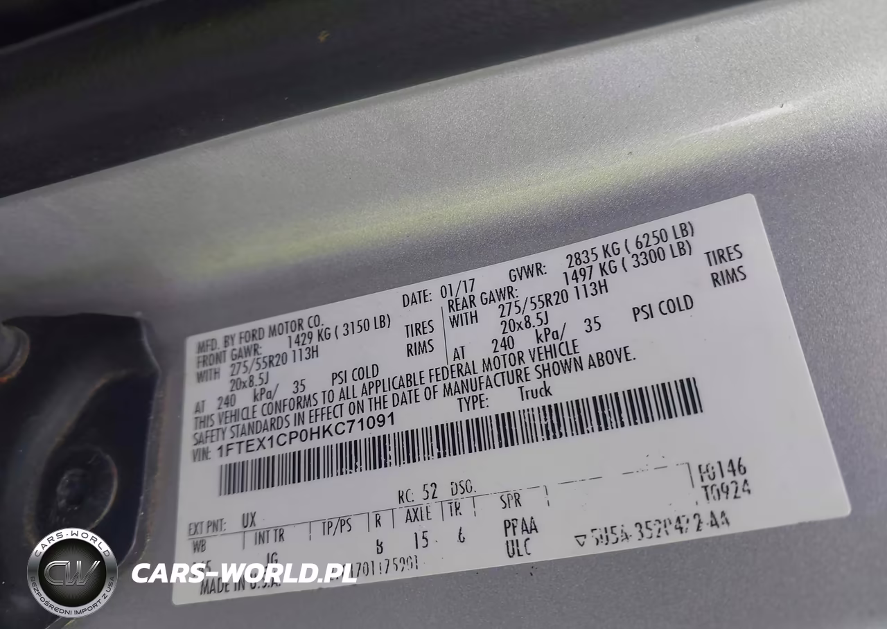2017 Ford F-150 Xl VIN:1FTEX1CP0HKC71091 - 9