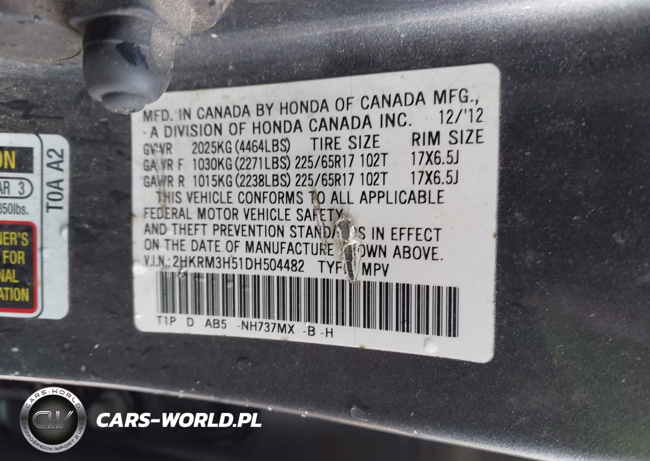 2013 Honda Cr-V Ex VIN:2HKRM3H51DH504482 - 9