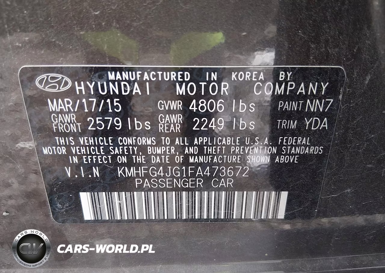 2015 Hyundai Azera VIN:KMHFG4JG1FA473672 - 9