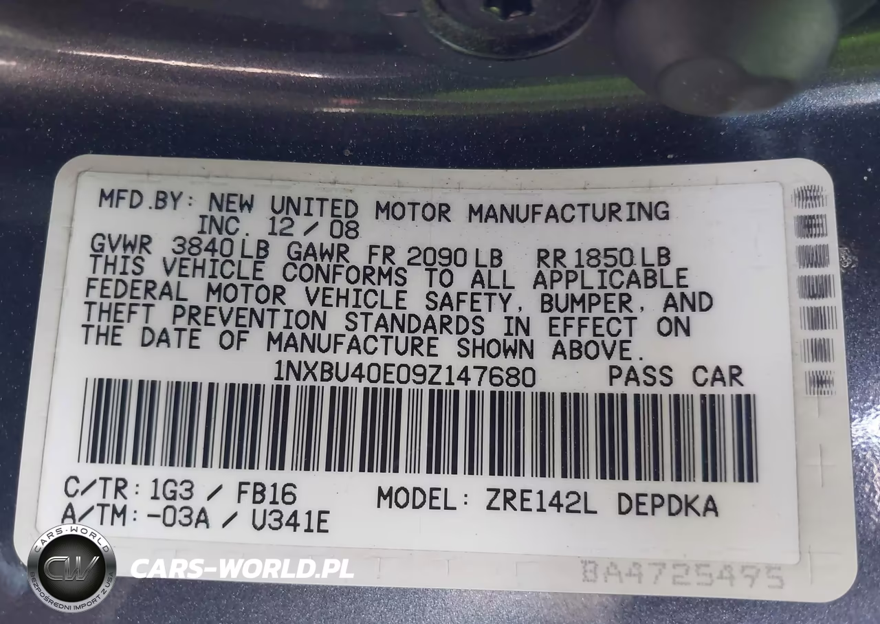 2009 Toyota Corolla Le VIN:1NXBU40E09Z147680 - 9