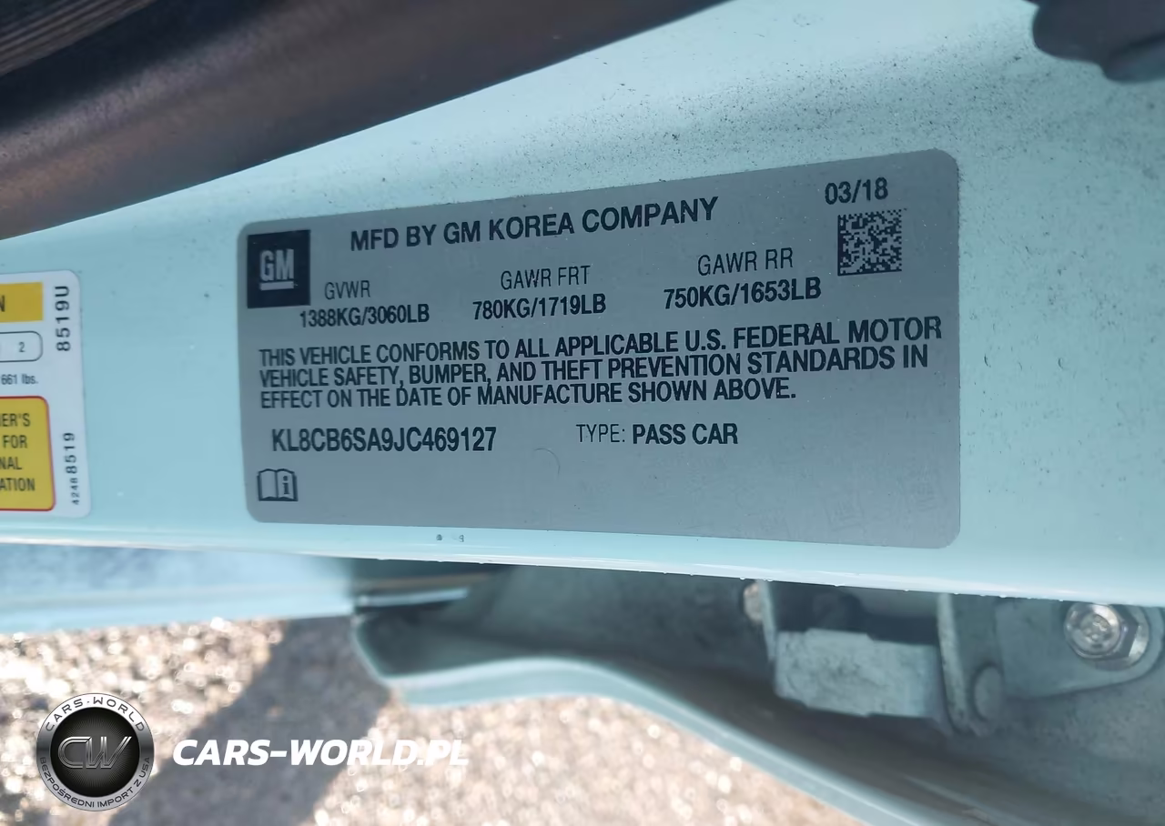 2018 Chevrolet Spark Ls Cvt VIN:KL8CB6SA9JC469127 - 9