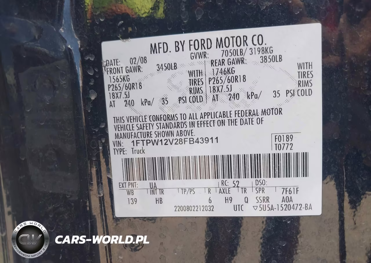 2008 Ford F-150 Lariat VIN:1FTPW12V28FB43911 - 9