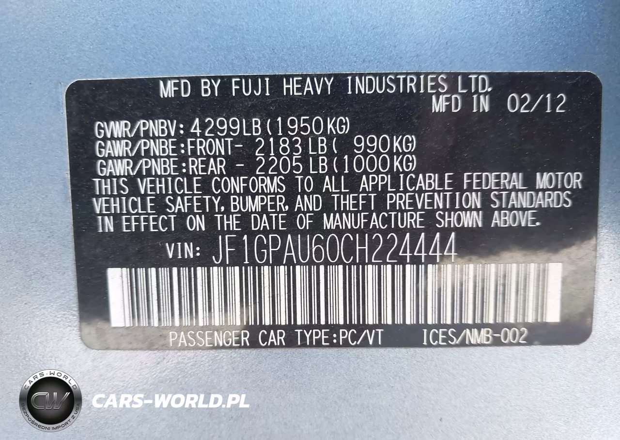 2012 Subaru Impreza 2.0I Sport Limited VIN:JF1GPAU60CH224444 - 9