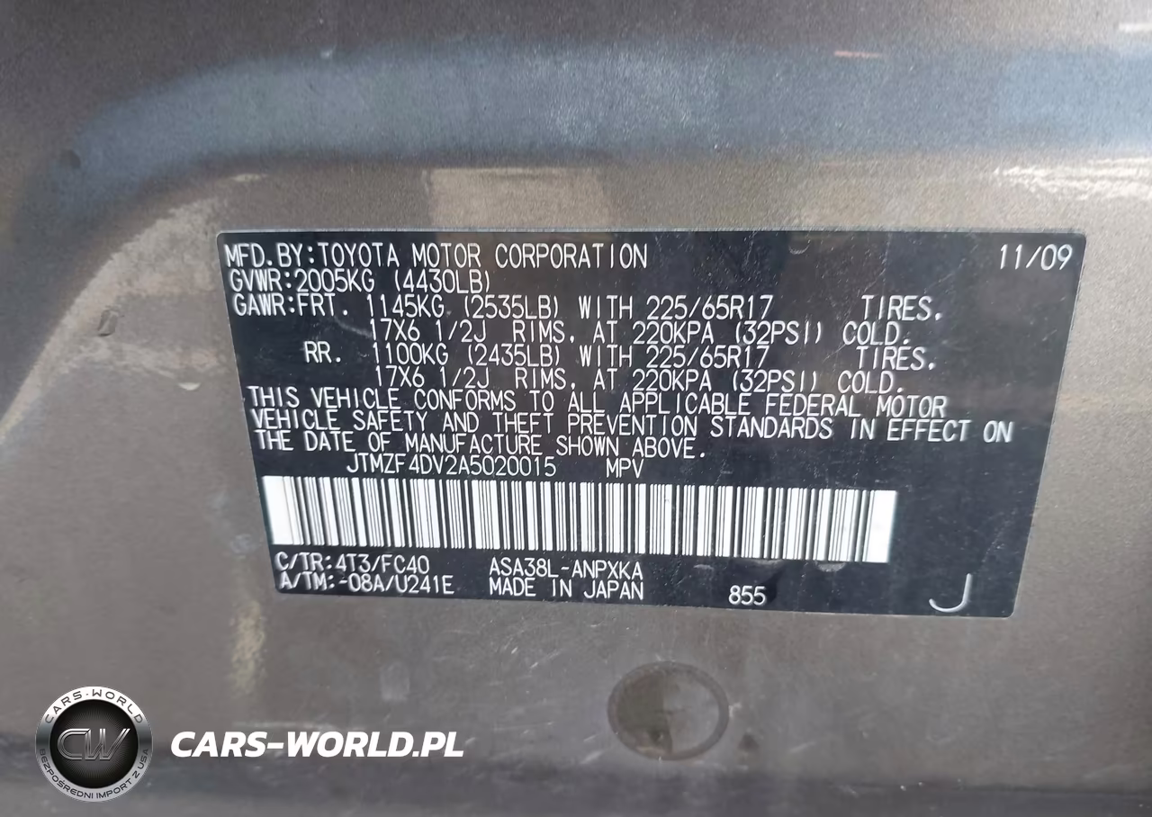 2010 Toyota Rav4 VIN:JTMZF4DV2A5020015 - 9