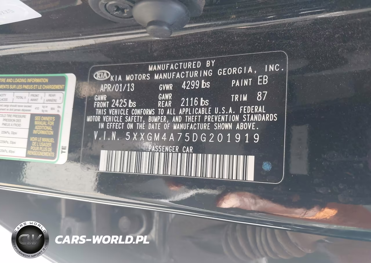 2013 Kia Optima Lx VIN:5XXGM4A75DG201919 - 9