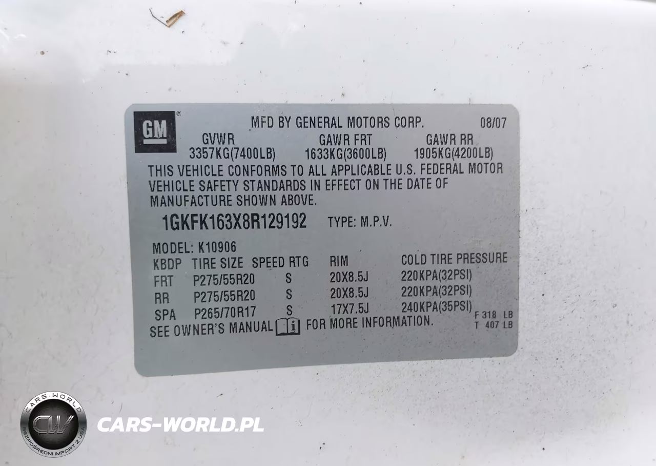 2008 GMC Yukon Xl 1500 Slt VIN:1GKFK163X8R129192 - 9