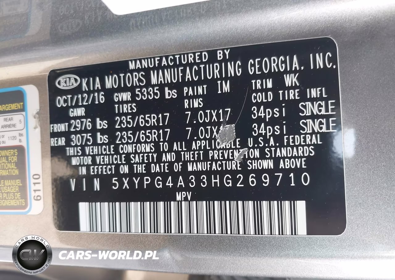 2017 Kia Sorento 2.4L Lx VIN:5XYPG4A33HG269710 - 9