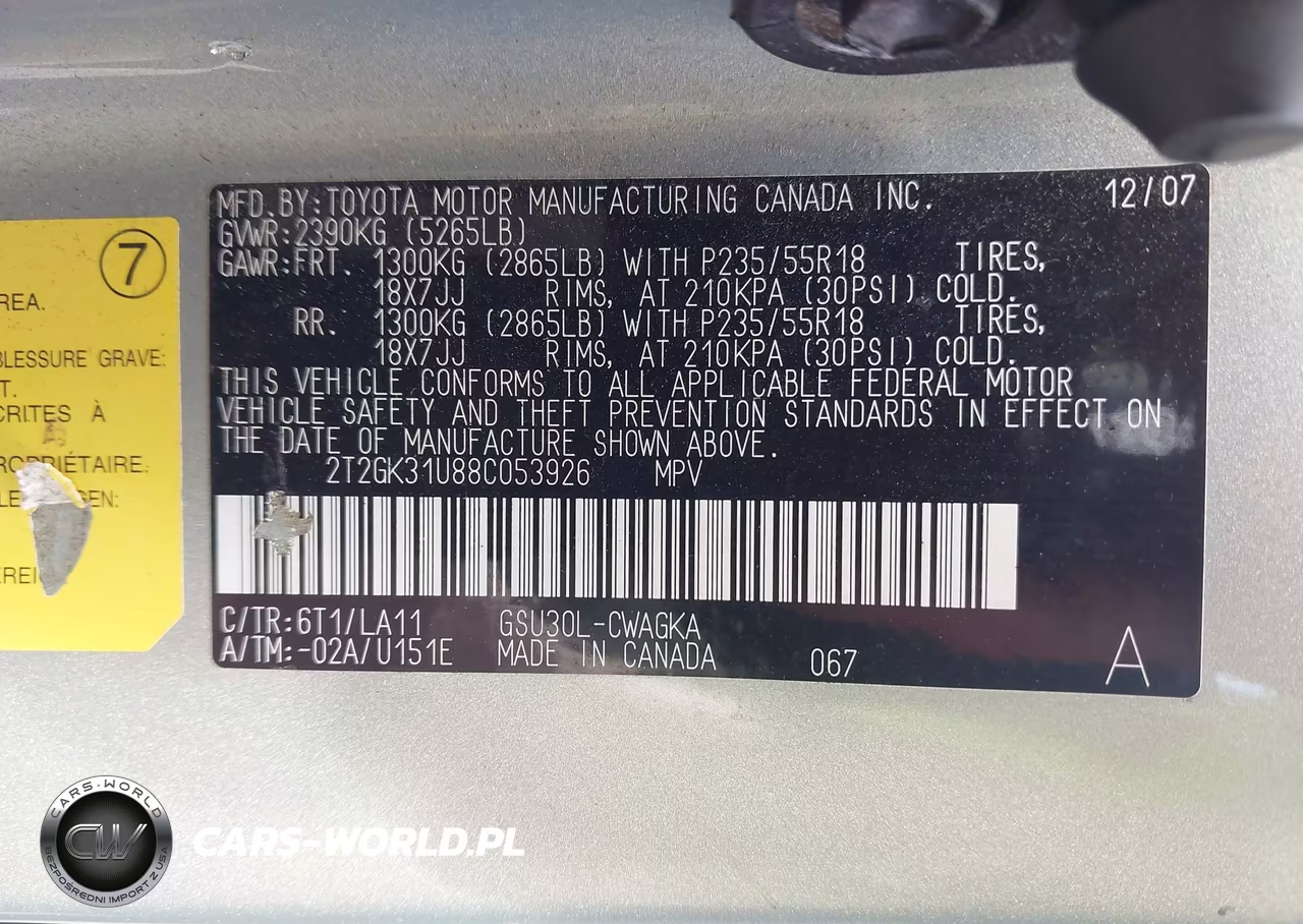 2008 Lexus Rx 350 VIN:2T2GK31U88C053926 - 9