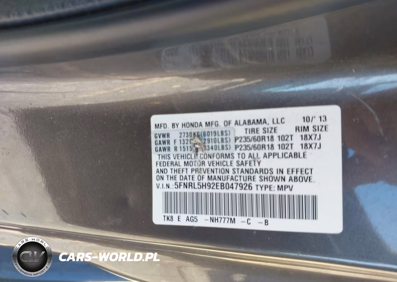 2014 Honda Odyssey Touring-Touring Elite VIN:5FNRL5H92EB047926 - 9