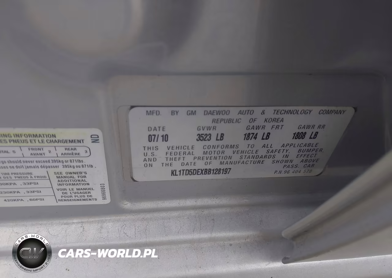 2011 Chevrolet Aveo 1Lt VIN:KL1TD5DEXBB128197 - 9