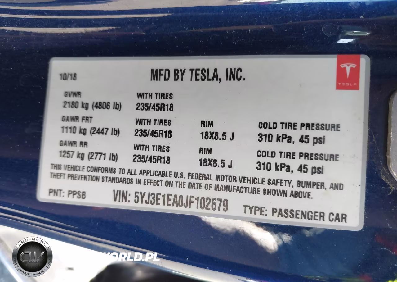 2018 Tesla Model 3 Long Range-Mid Range VIN:5YJ3E1EA0JF102679 - 9