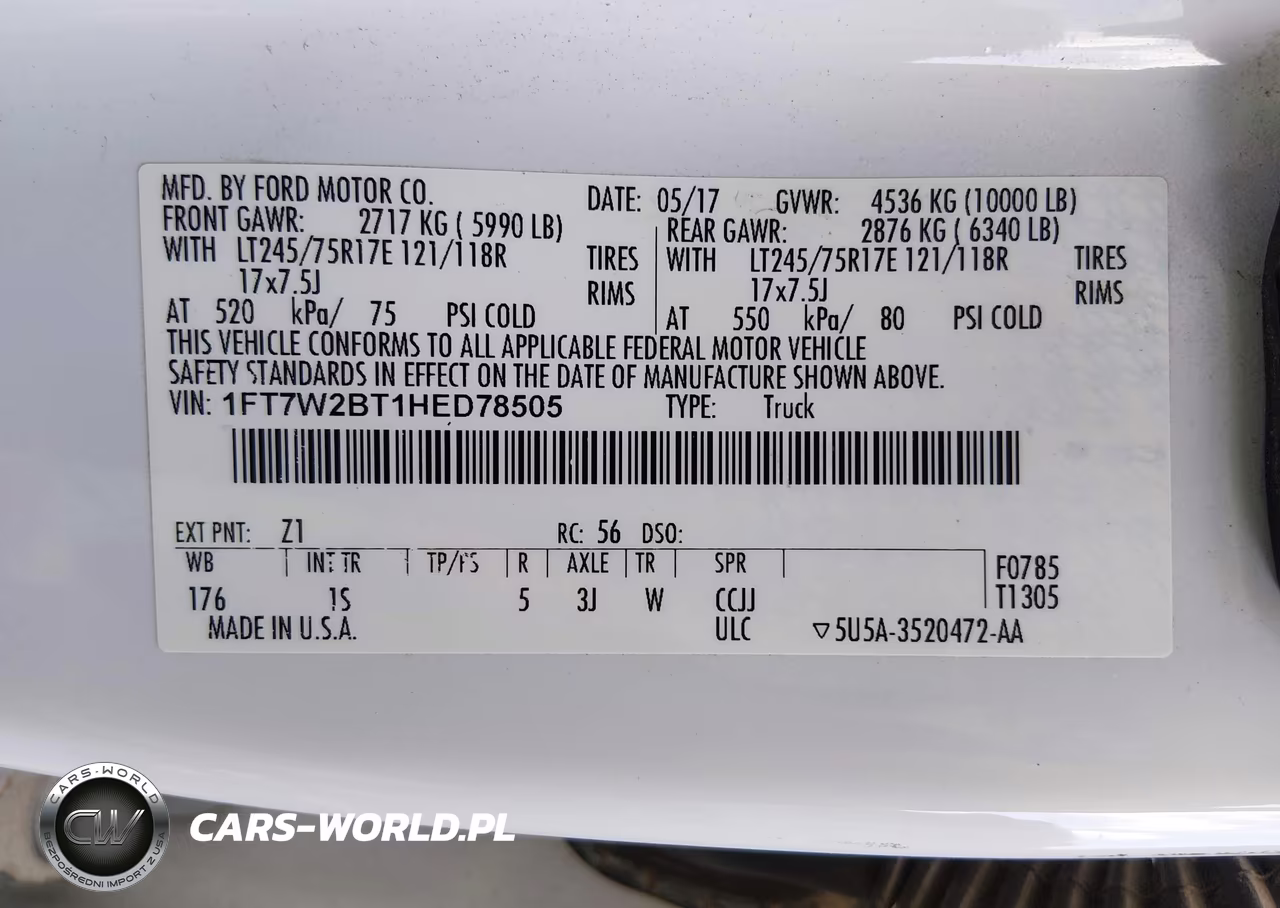 2017 Ford F-250 Xl VIN:1FT7W2BT1HED78505 - 9