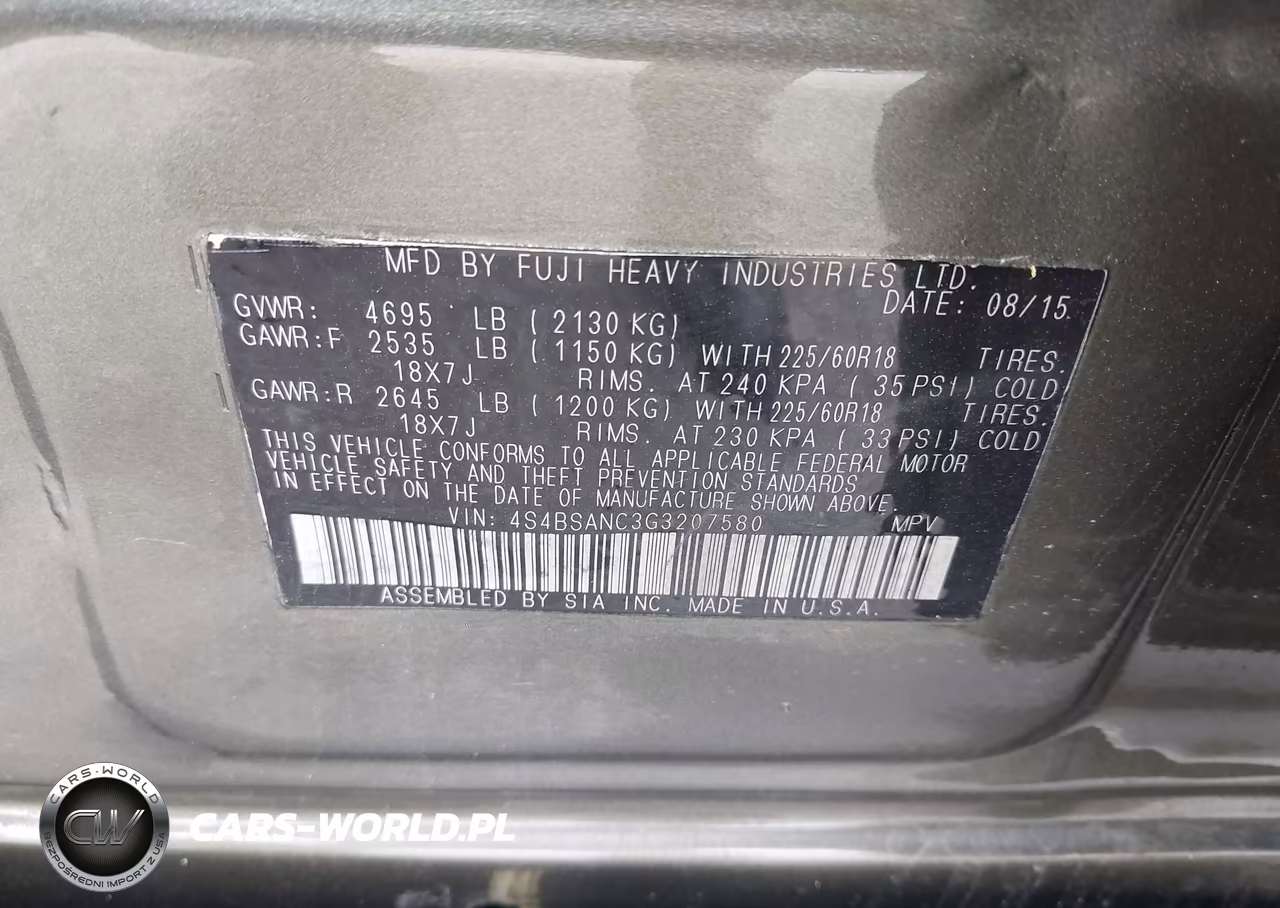 2016 Subaru Outback 2.5I Limited VIN:4S4BSANC3G3207580 - 9