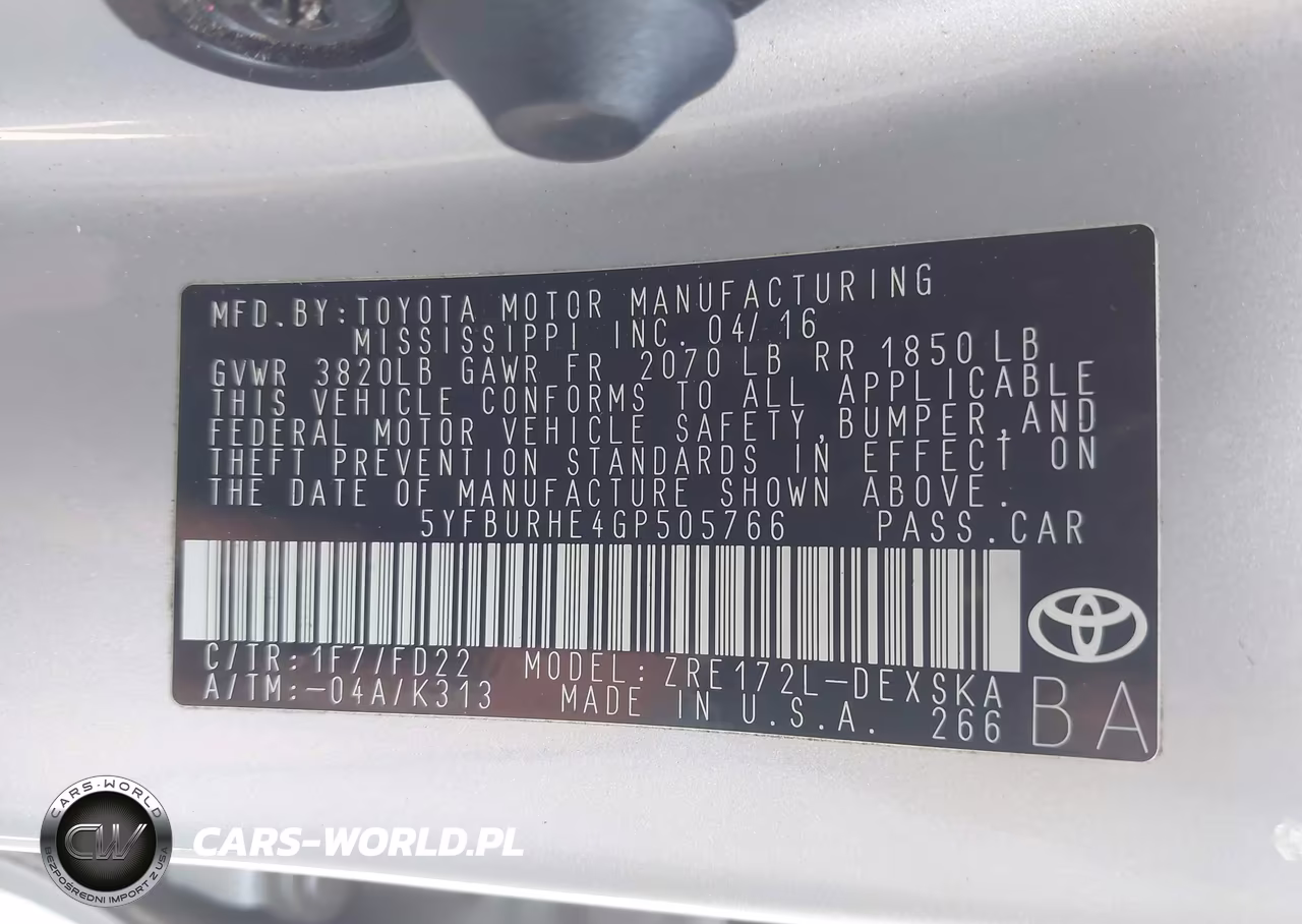 2016 Toyota Corolla S VIN:5YFBURHE4GP505766 - 9