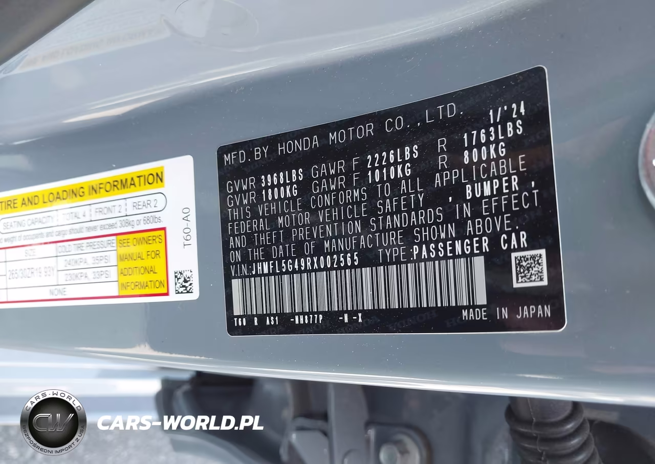 2024 Honda Civic Type R VIN:JHMFL5G49RX002565 - 9