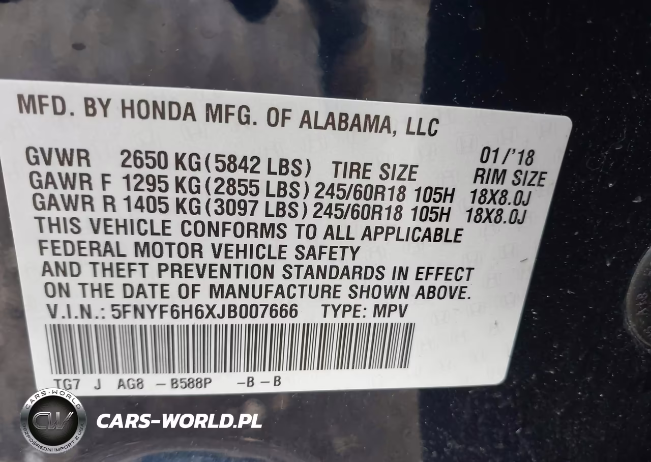 2018 Honda Pilot Ex-L VIN:5FNYF6H6XJB007666 - 9