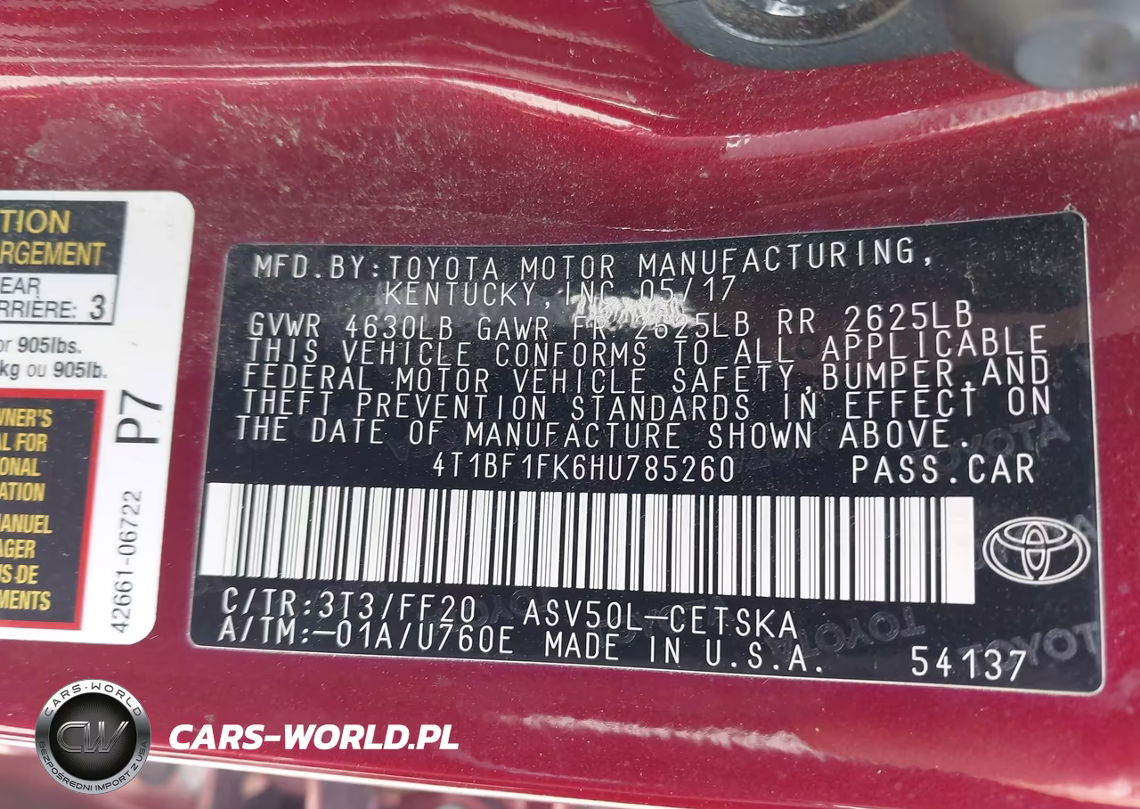 2017 Toyota Camry Se VIN:4T1BF1FK6HU785260 - 9