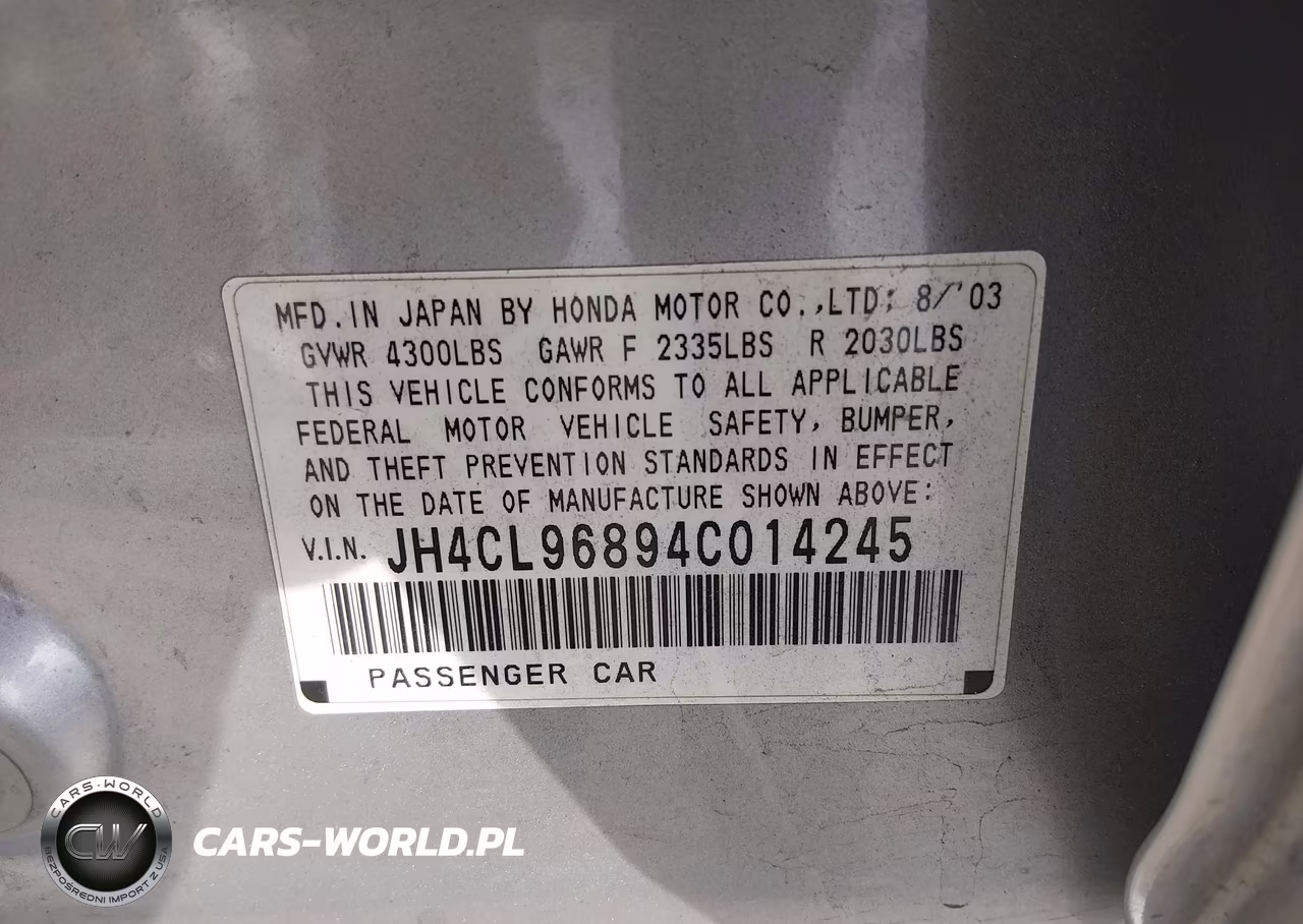 2004 Acura Tsx VIN:JH4CL96894C014245 - 9