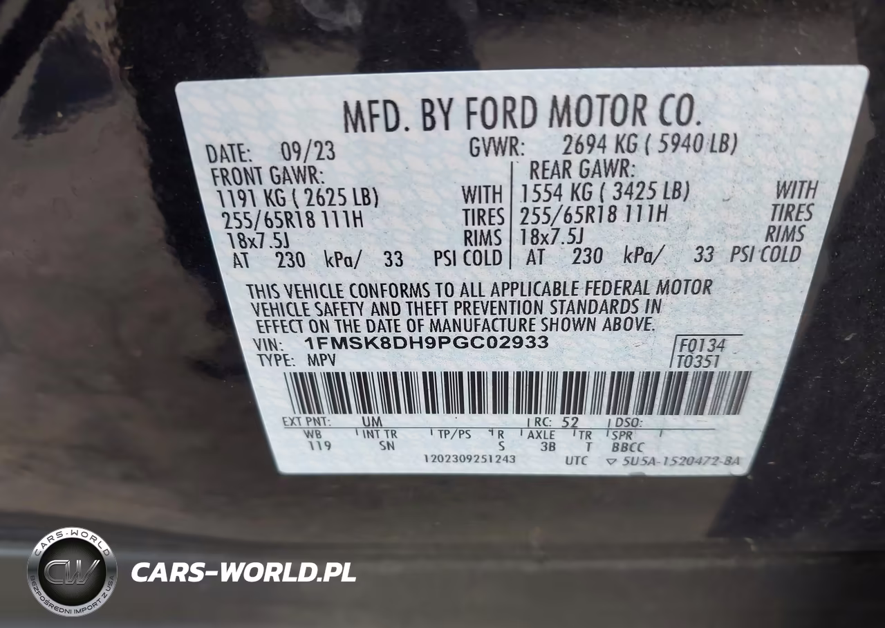 2023 Ford Explorer Xlt VIN:1FMSK8DH9PGC02933 - 9