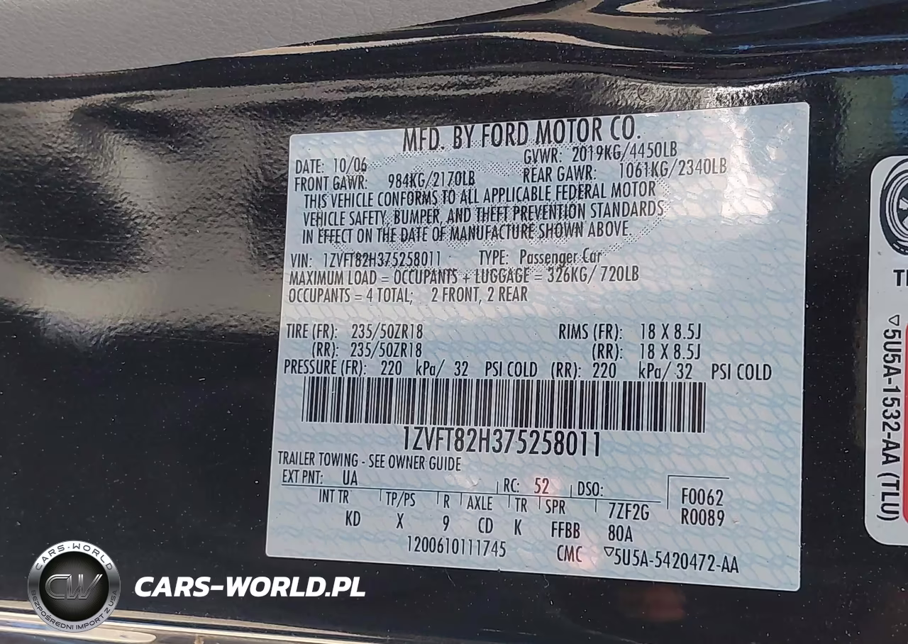 2007 Ford Mustang Gt Deluxe-Gt Premium VIN:1ZVFT82H375258011 - 9