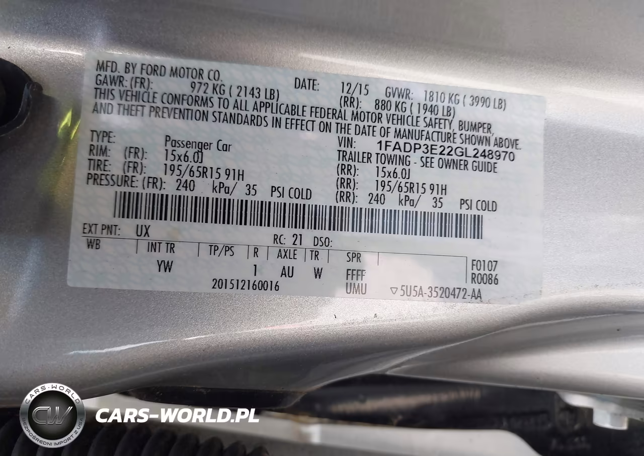 2016 Ford Focus S VIN:1FADP3E22GL248970 - 9