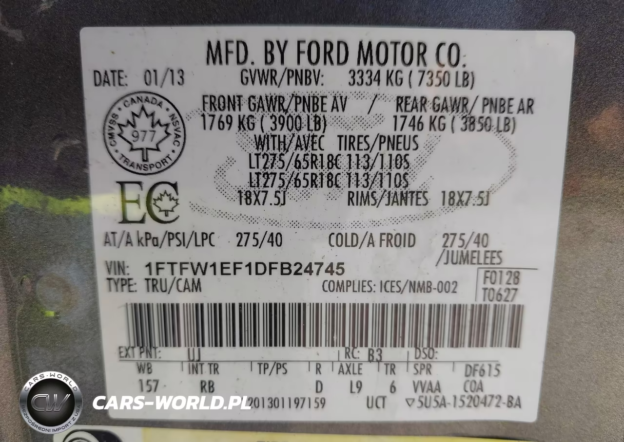 2013 Ford F-150 Fx4 VIN:1FTFW1EF1DFB24745 - 9