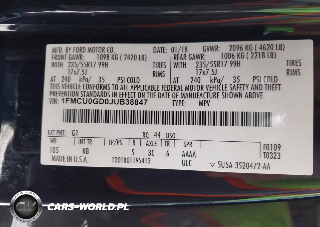 2018 Ford Escape Se VIN:1FMCU0GD0JUB38847 - 9