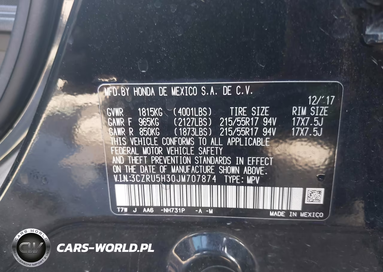 2018 Honda Hr-V Lx VIN:3CZRU5H30JM707874 - 9