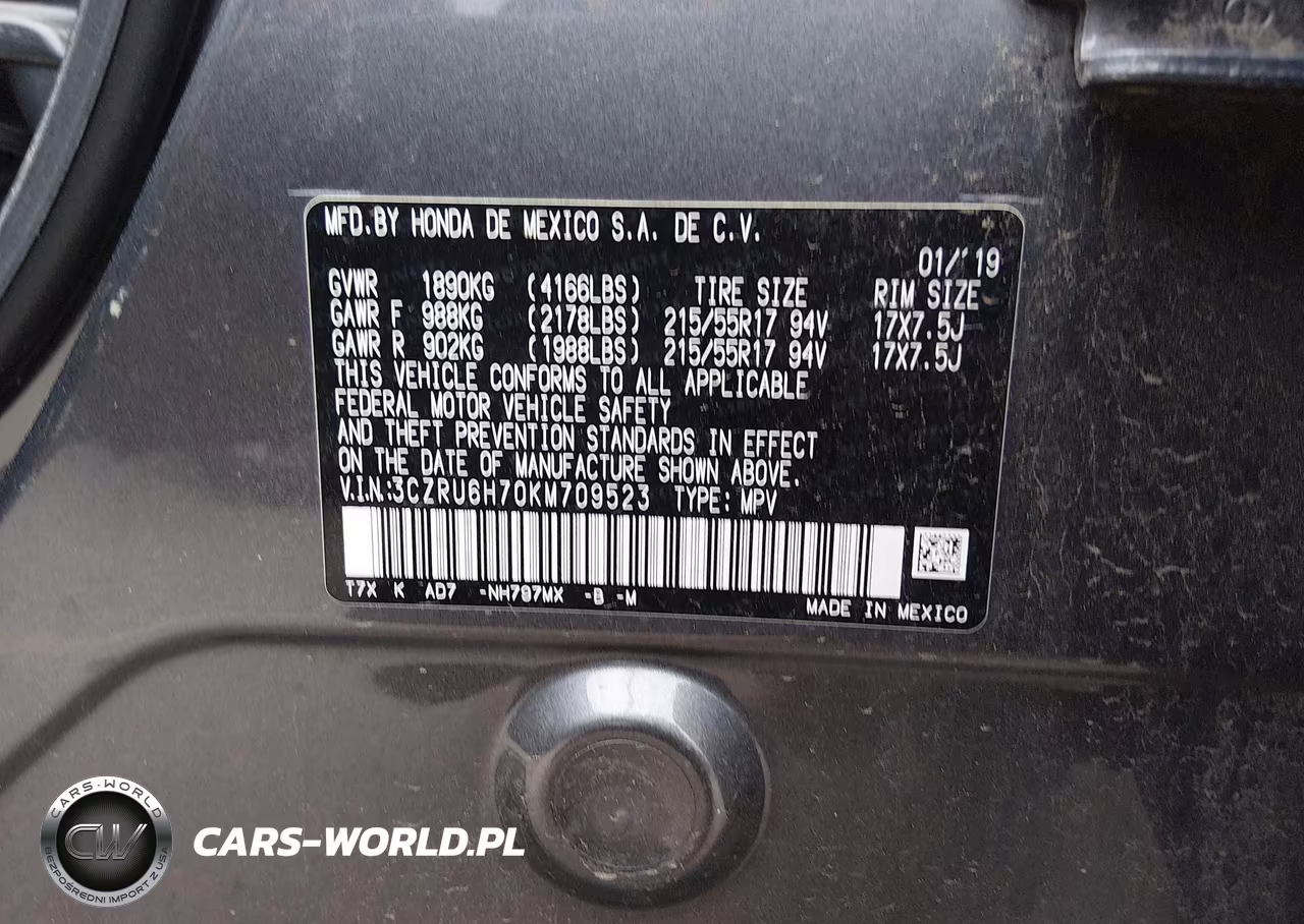 2019 Honda Hr-V Ex-L VIN:3CZRU6H70KM709523 - 9