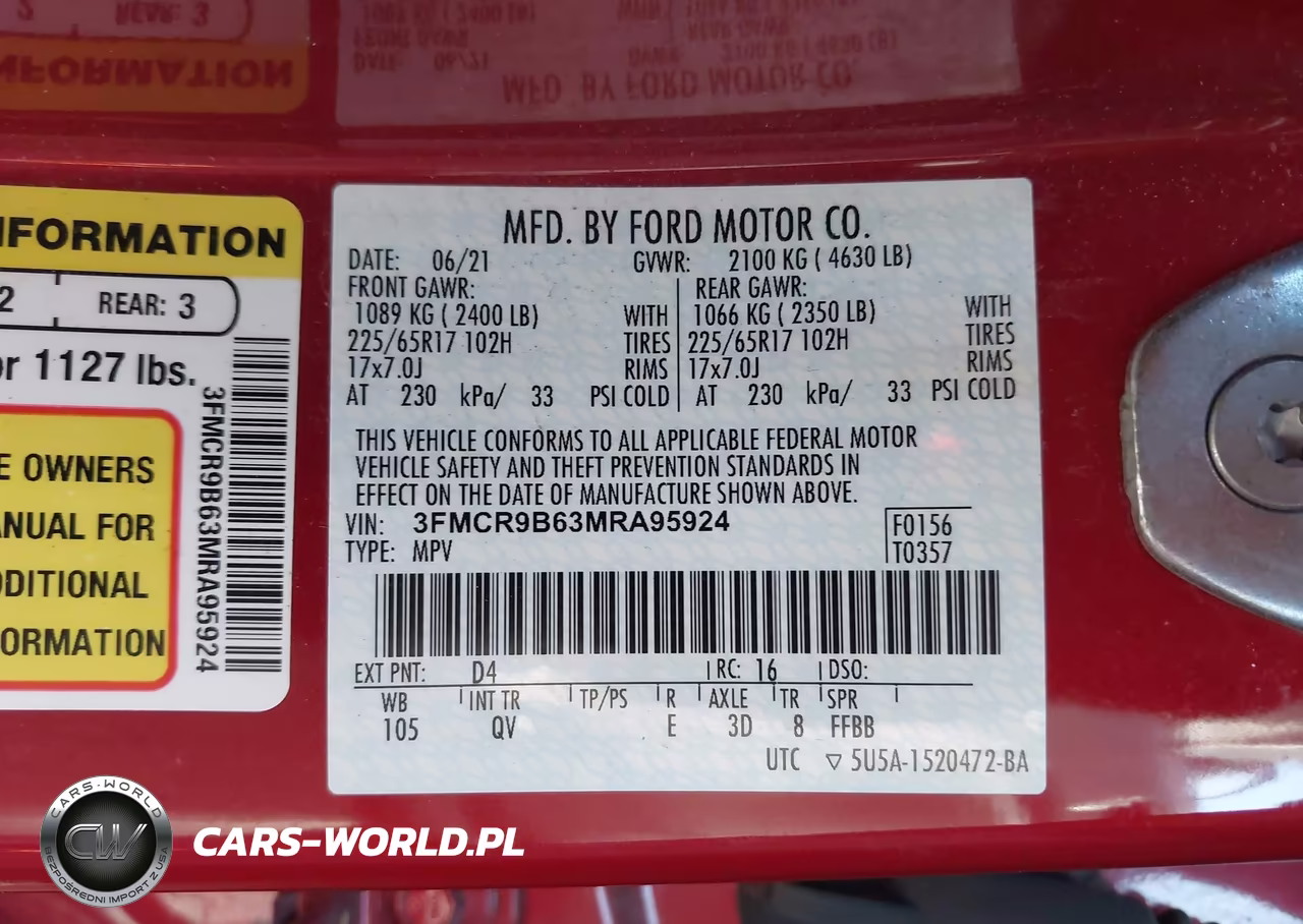 2021 Ford Bronco Sport Big Bend VIN:3FMCR9B63MRA95924 - 9