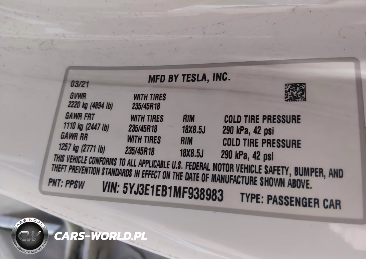 2021 Tesla Model 3 Long Range Dual Motor All-Wheel Drive VIN:5YJ3E1EB1MF938983 - 9