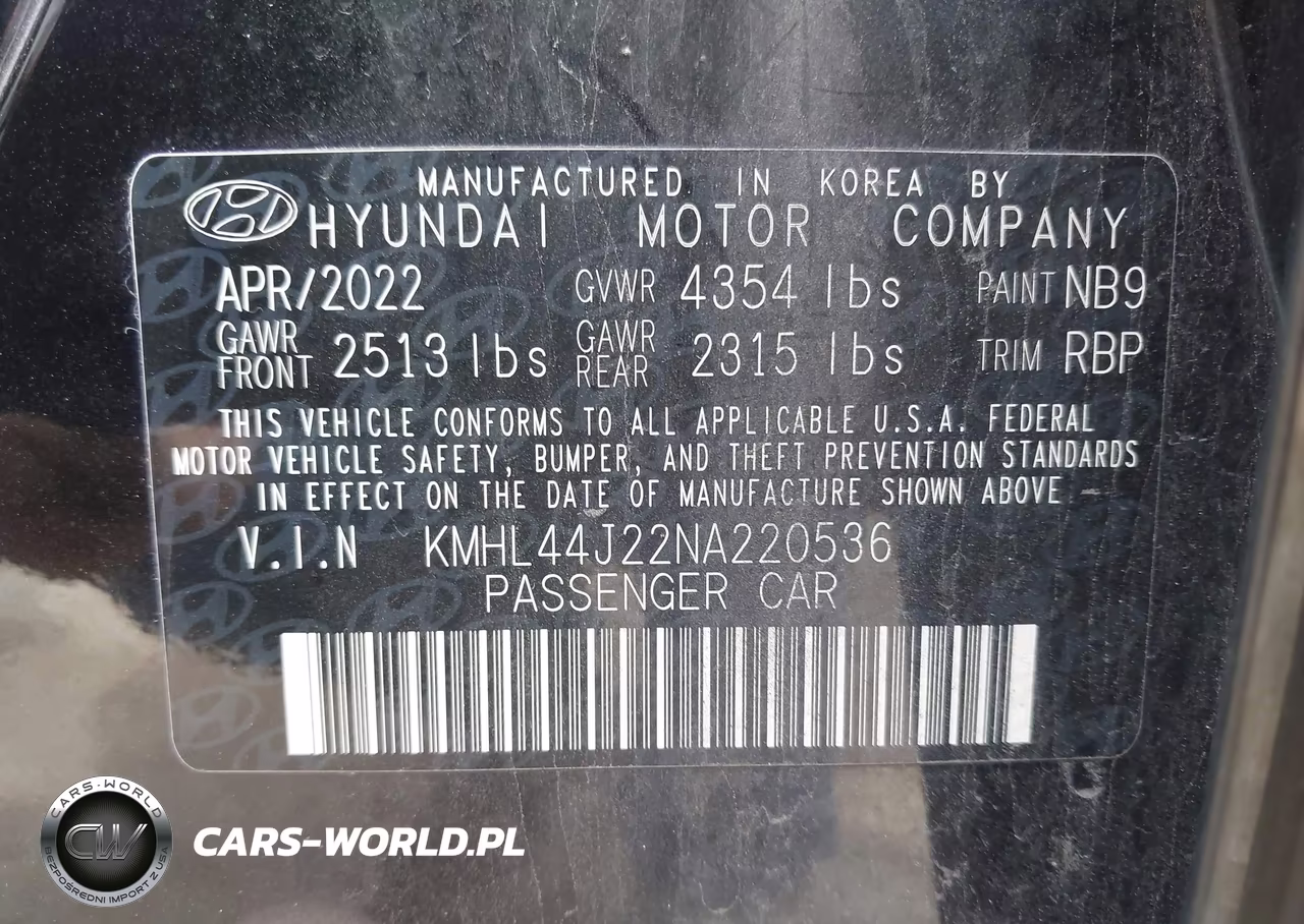2022 Hyundai Sonata Sel Plus VIN:KMHL44J22NA220536 - 9