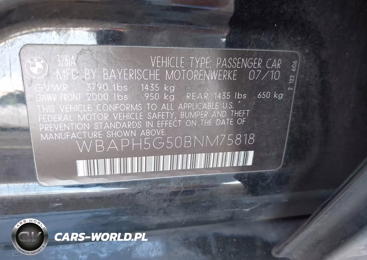 2011 BMW 328I VIN:WBAPH5G50BNM75818 - 9