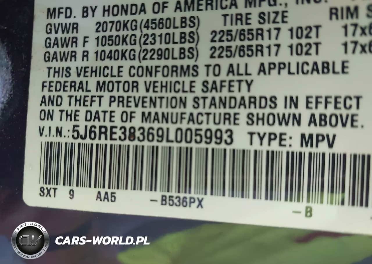 2009 Honda Cr-V Lx VIN:5J6RE38369L005993 - 9