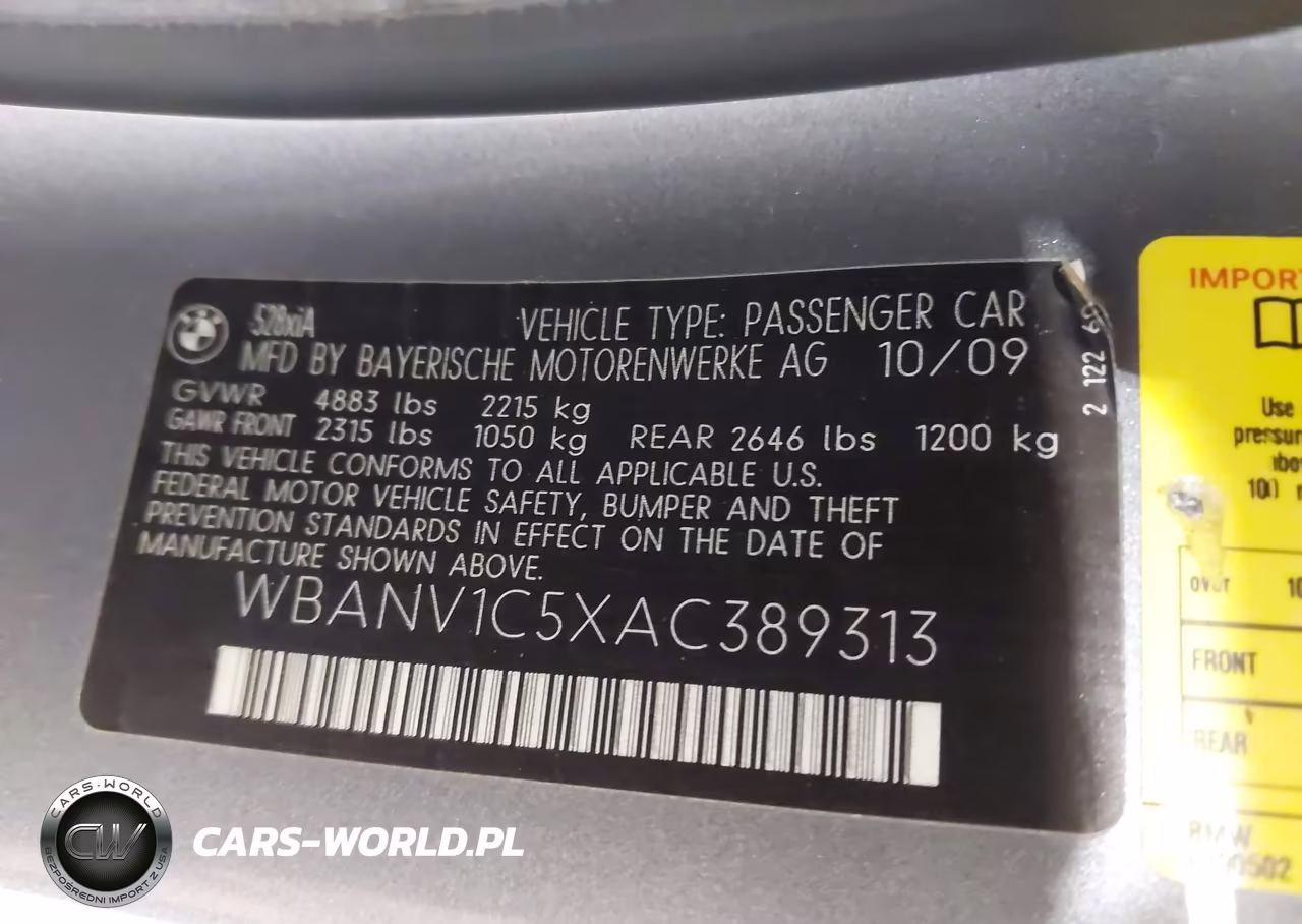2010 BMW 528I xDrive VIN:WBANV1C5XAC389313 - 9