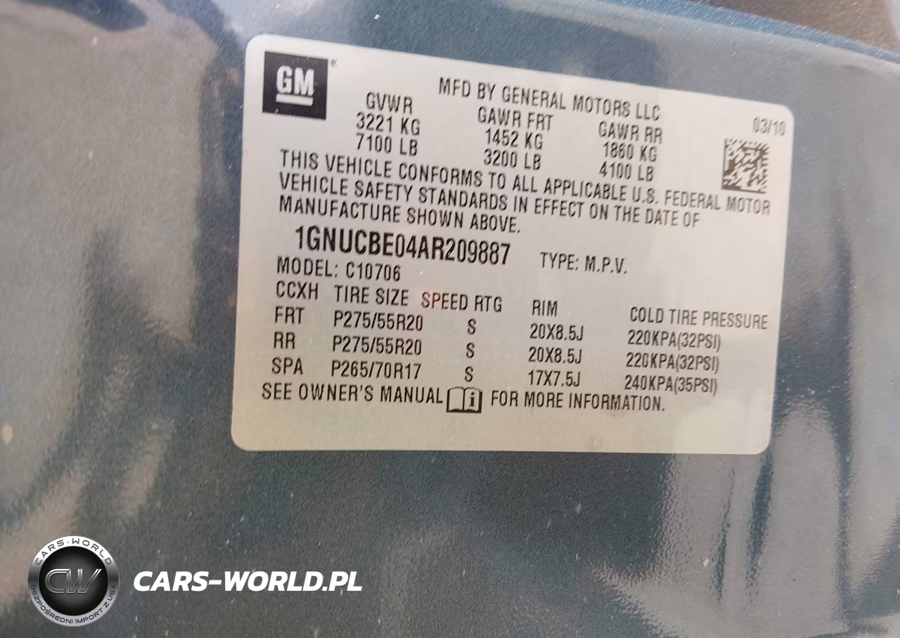 2010 Chevrolet Tahoe Lt VIN:1GNUCBE04AR209887 - 9
