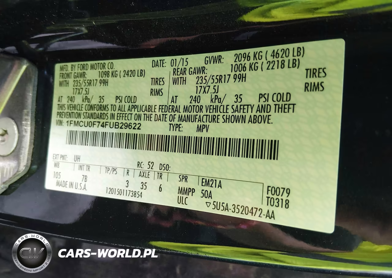 2015 Ford Escape S VIN:1FMCU0F74FUB29622 - 9