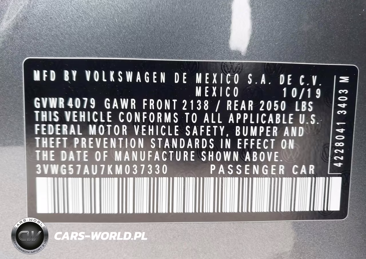 2019 Volkswagen Golf 1.4T S-1.4T Se VIN:3VWG57AU7KM037330 - 9