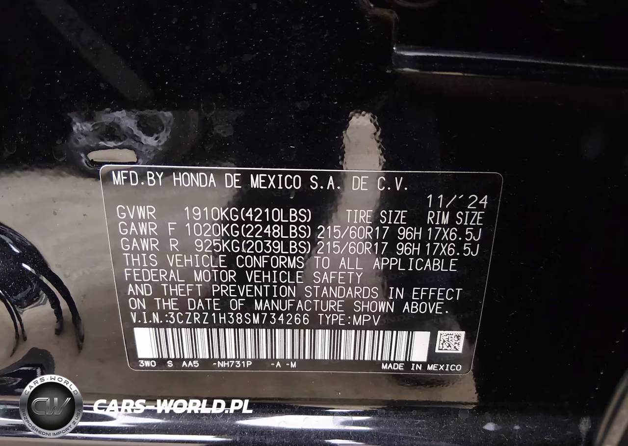 2025 Honda Hr-V 2Wd Lx VIN:3CZRZ1H38SM734266 - 9