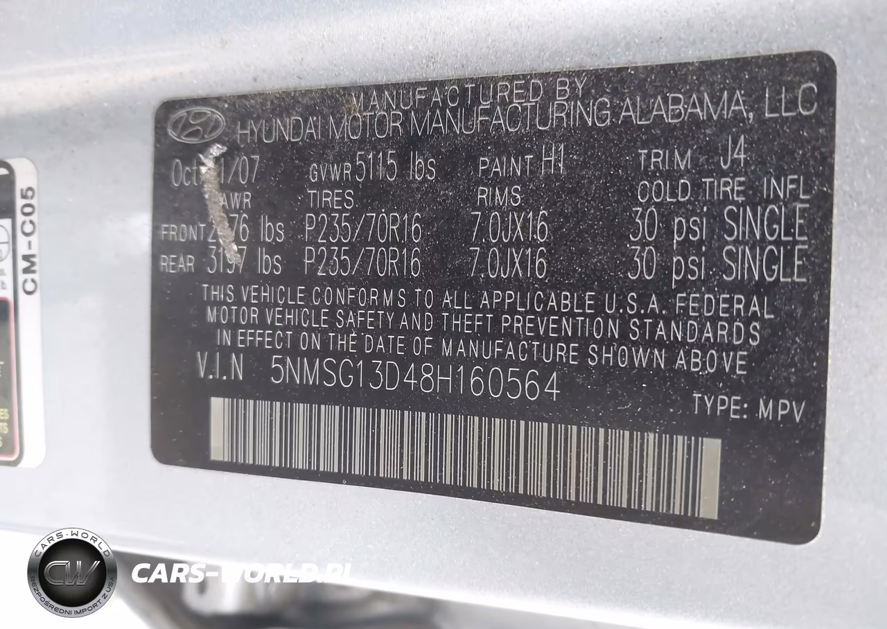 2008 Hyundai Santa Fe Gls VIN:5NMSG13D48H160564 - 9