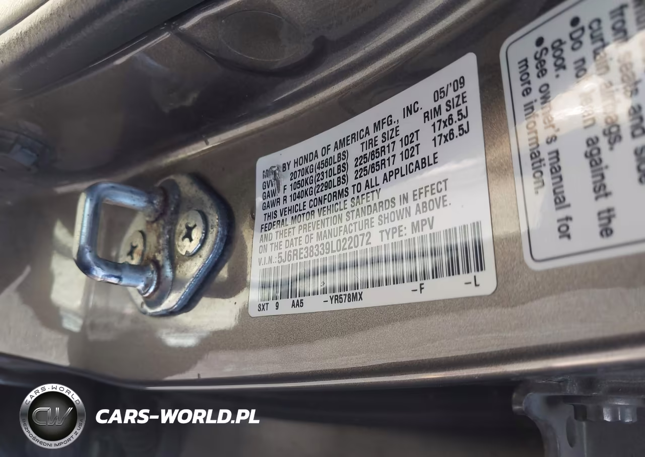 2009 Honda Cr-V Lx VIN:5J6RE38339L022072 - 9