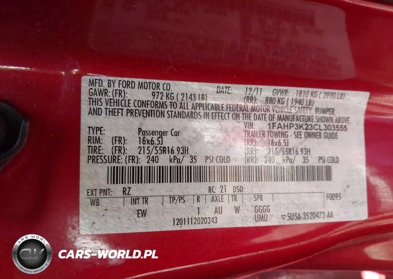 2012 Ford Focus Se VIN:1FAHP3K23CL303555 - 9