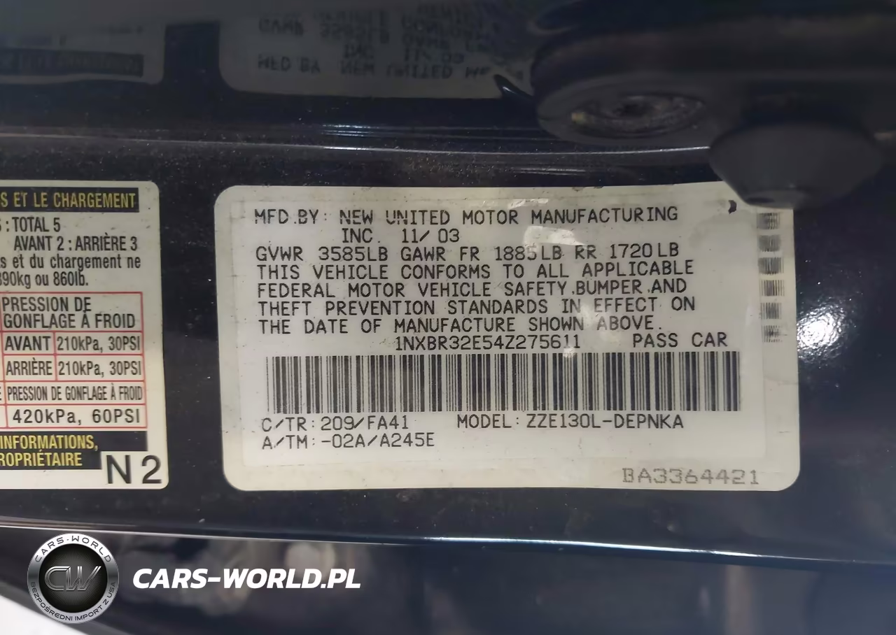 2004 Toyota Corolla Le VIN:1NXBR32E54Z275611 - 9