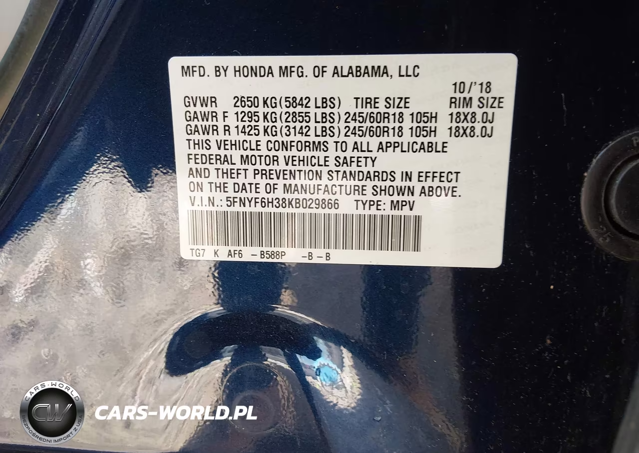 2019 Honda Pilot Ex VIN:5FNYF6H38KB029866 - 9